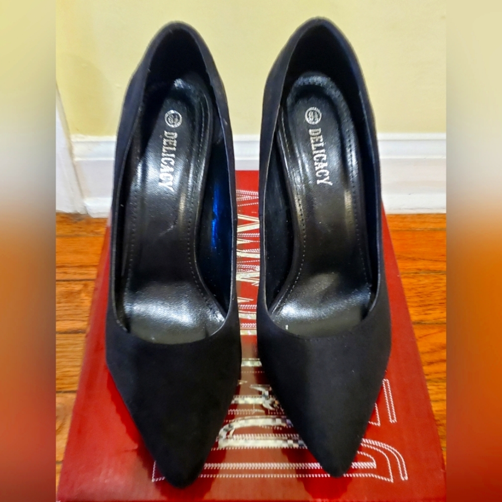 Black Suede Stiletto Heel Pump